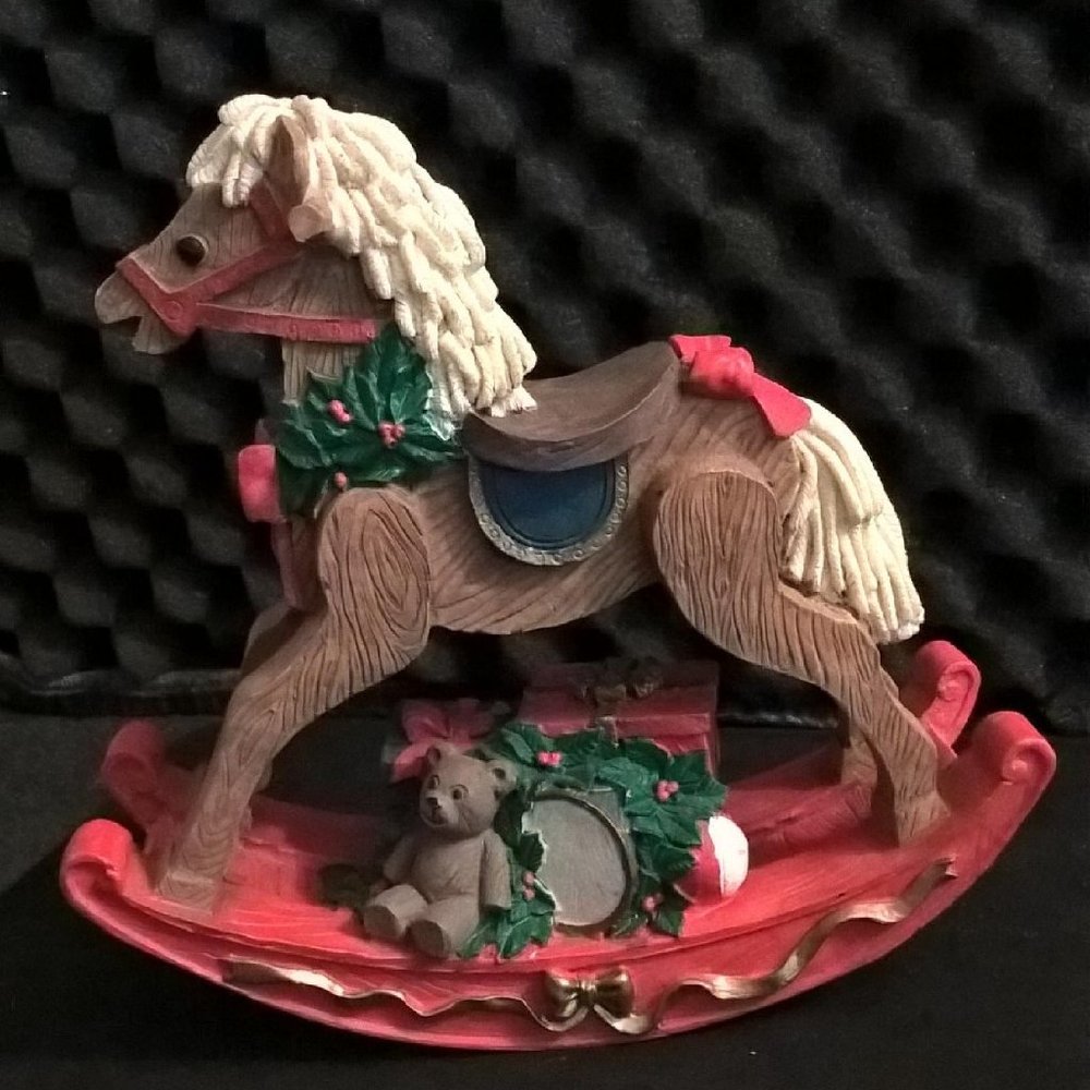CHRISTMAS TREASURES ROCKING HORSE CHRISTMAS FIGURINE